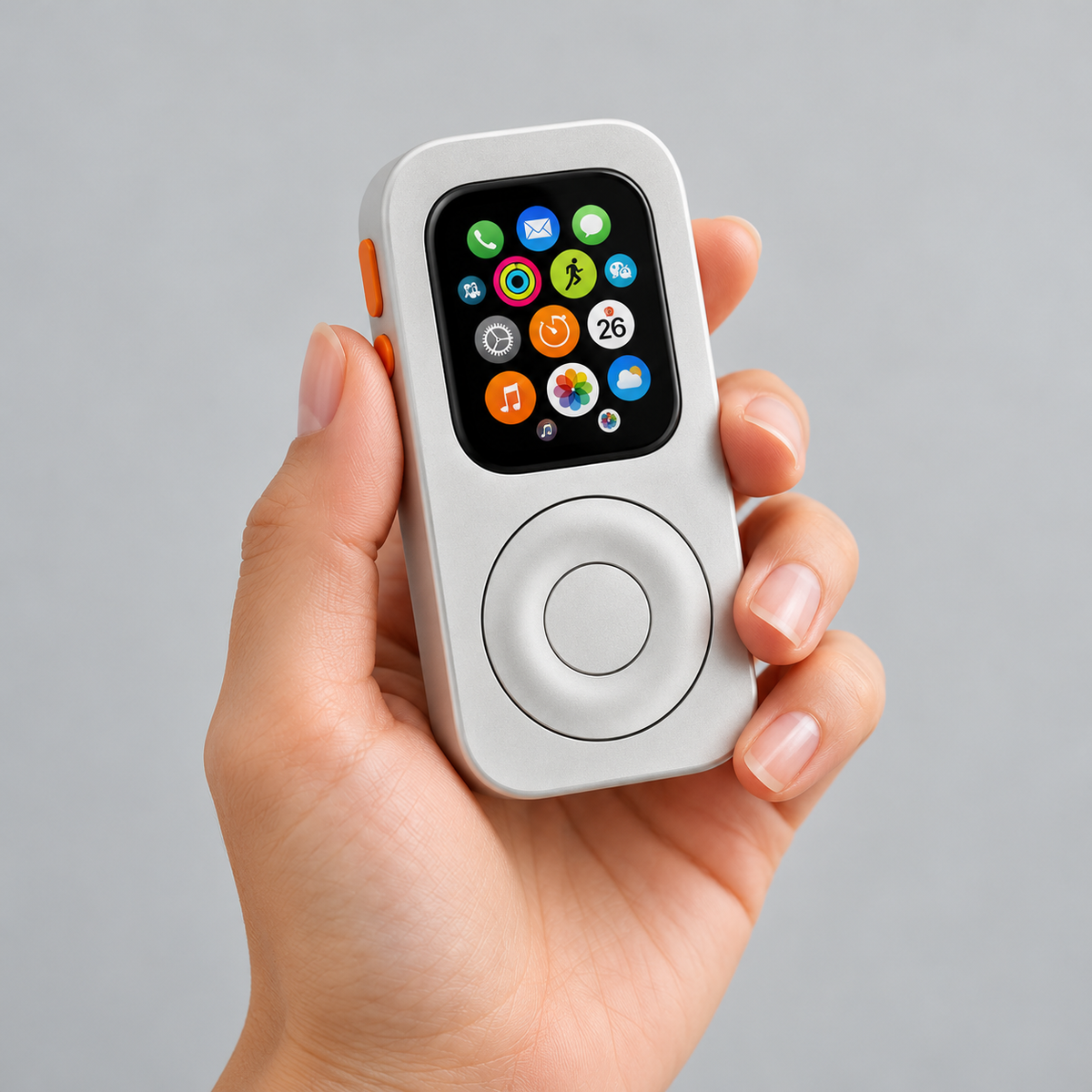 Retro Aluminum Music Player Case with Mechanical Wheel – Compatible with Apple Watch