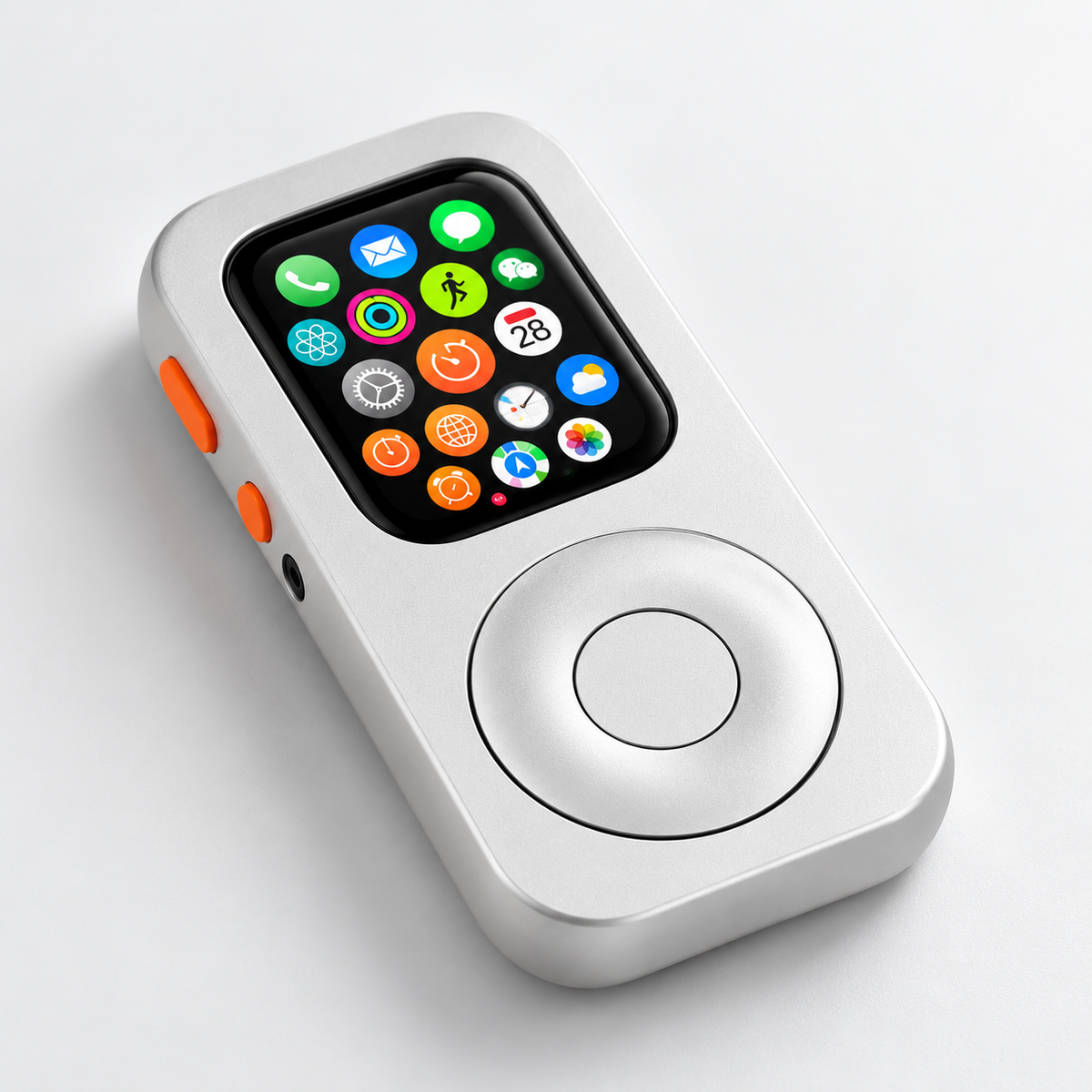 Retro Aluminum Music Player Case with Mechanical Wheel – Compatible with Apple Watch