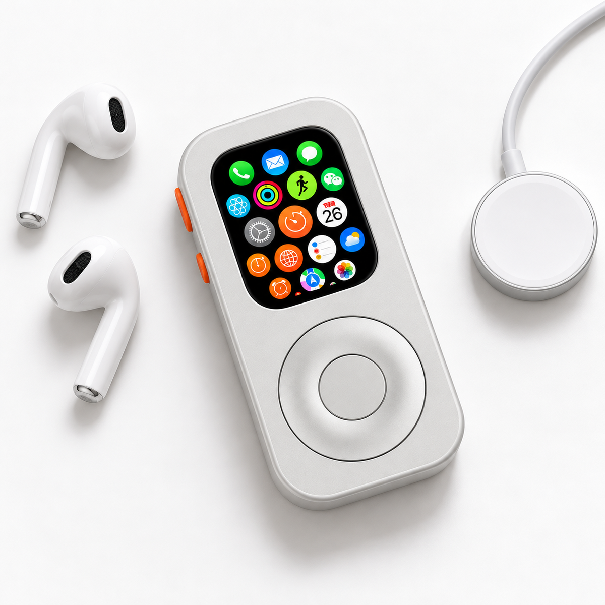 Retro Aluminum Music Player Case with Mechanical Wheel – Compatible with Apple Watch