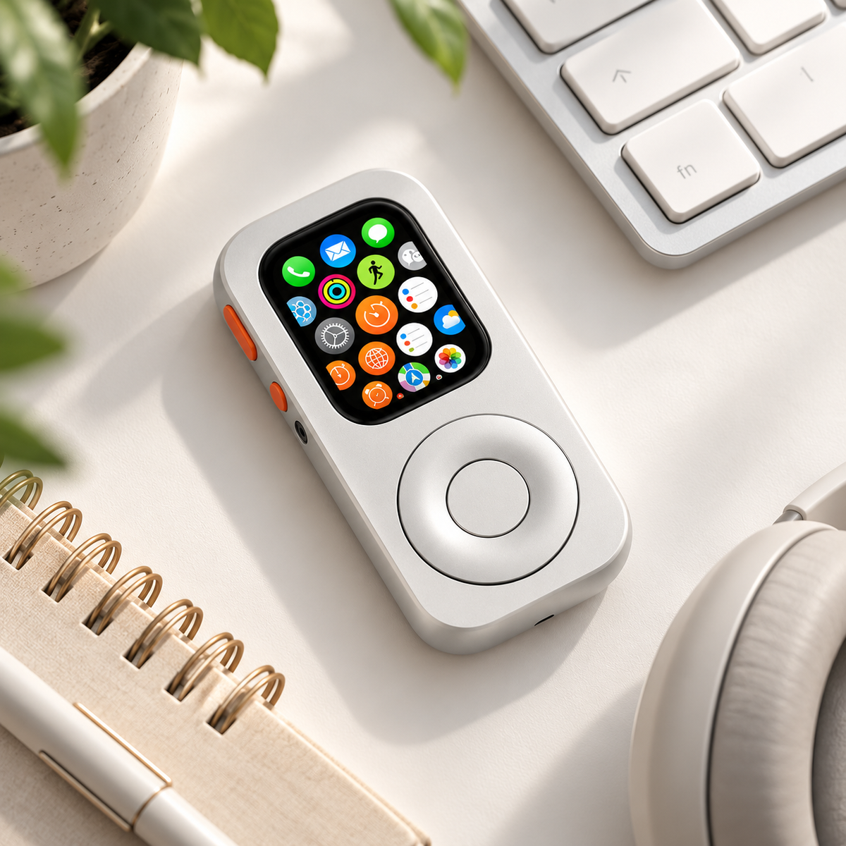Retro Aluminum Music Player Case with Mechanical Wheel – Compatible with Apple Watch