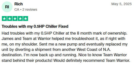 Warrior Willpower Water Chiller For Ice Bath | Cold Plunge Chiller