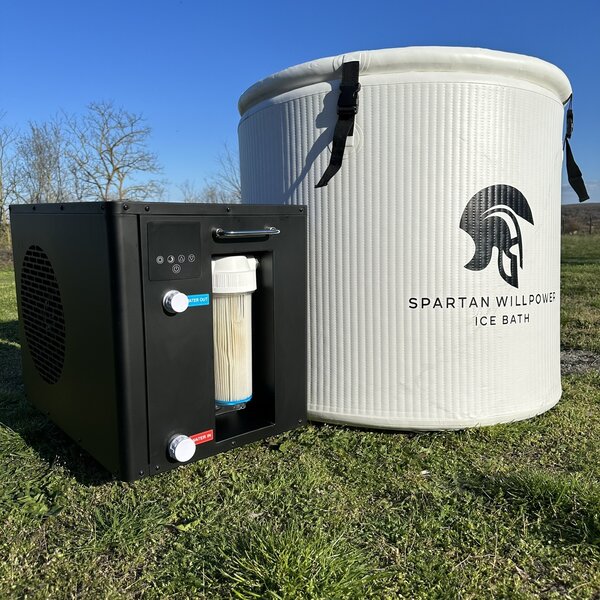 Warrior Willpower Max 1 HP WiFi Water Chiller/Heater + Barrel Ice Bath Bundle